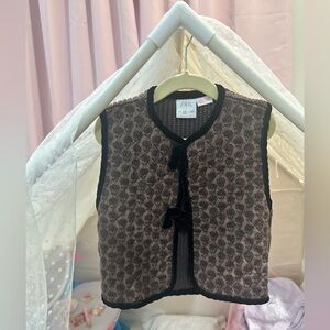 Zara Black and Brown Textured Vest